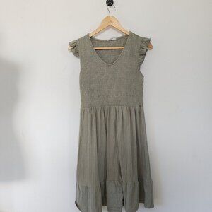 Lucky Brand Womens XL Fitted A Line Green Dress